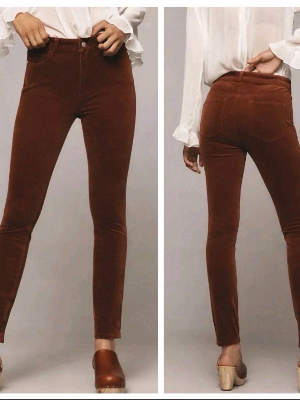 Pilcro  Anthropologie Corduroy Pants 31 Skinny Straight High Rise Brown Stretch